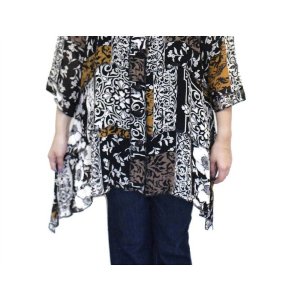 NEW STERLING STYLES floral short happy jacket in gold/ black